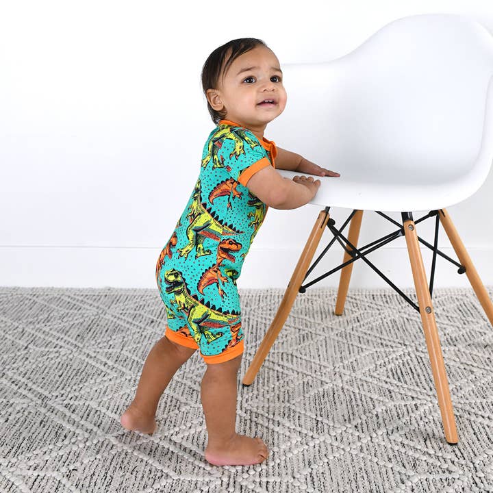Gigi and Max - Wholesale Jumpsuit - Baby - Drew Dino SHORTY ZIP Bamboo Baby Summer Sleepies Little