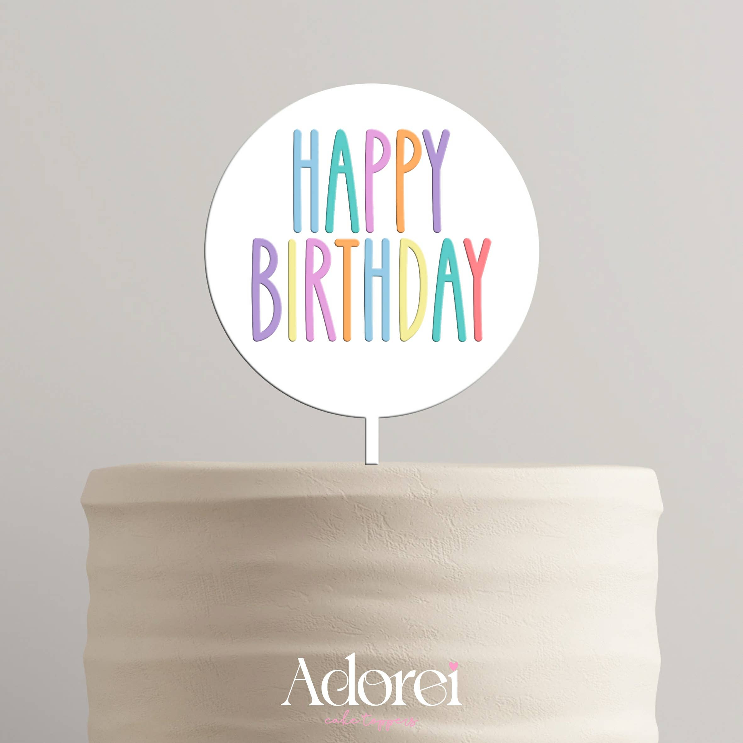 Adorei - Vendita all'ingrosso Topper per torte/cupcake - Topper per torta di compleanno in MDF + Acrilico Pastello