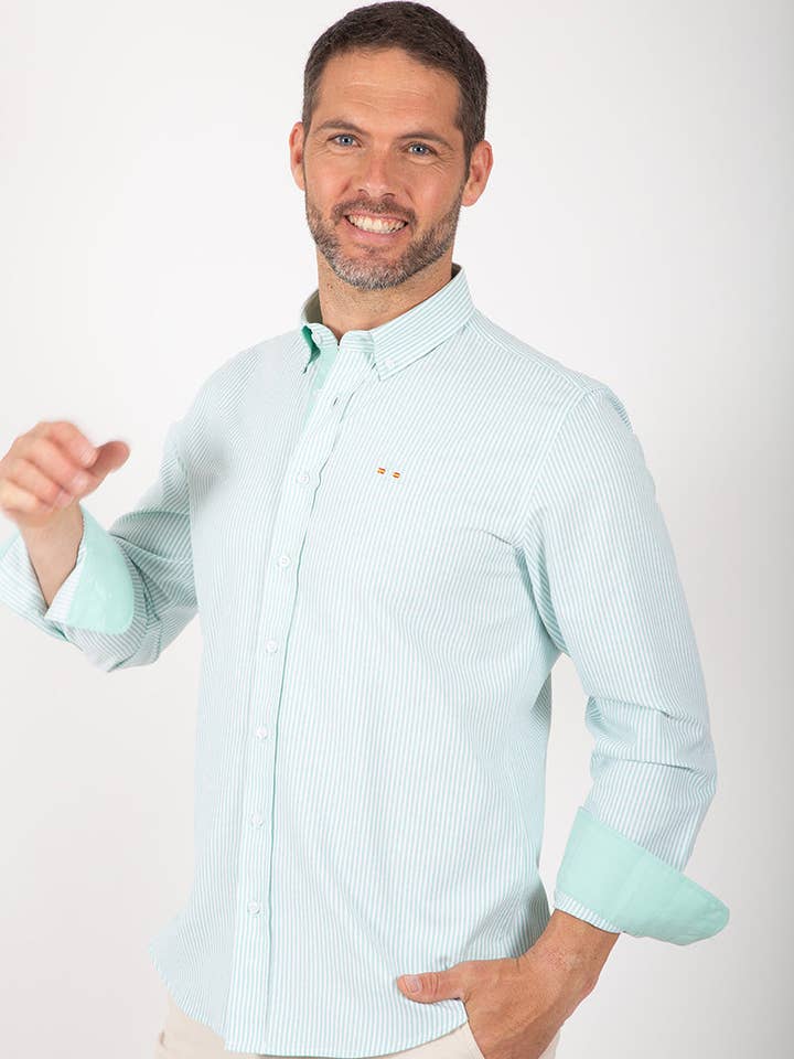 Camisa listrada verde por atacado de Solera