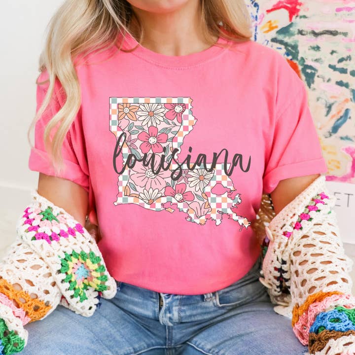 Floral Louisiana Tee for wholesale by Dogwood Designs