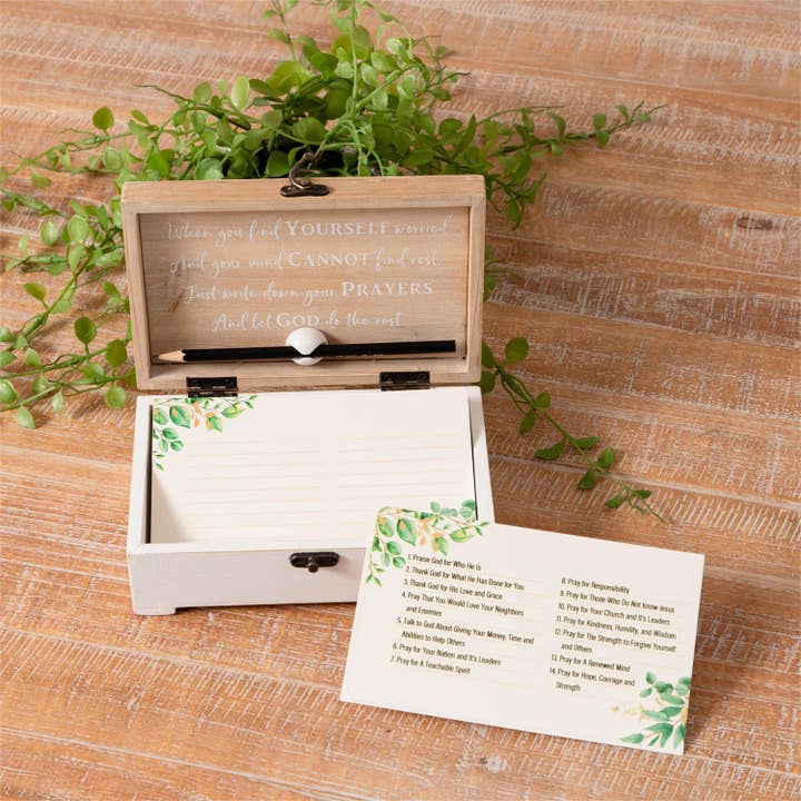 Audrey's Home & Gift - Wholesale Decorative Tabletop Object - Wooden Prayer Box And Cards (PC)