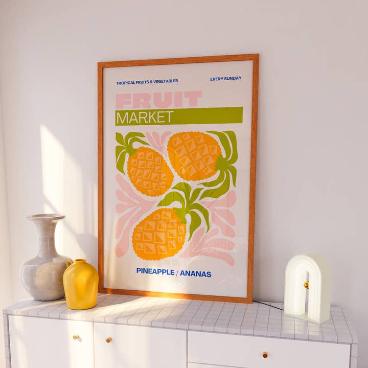 PINEAPPLE | Fruit Market Poster Flower Market Art Print Fran for wholesale by Moo and May Studio