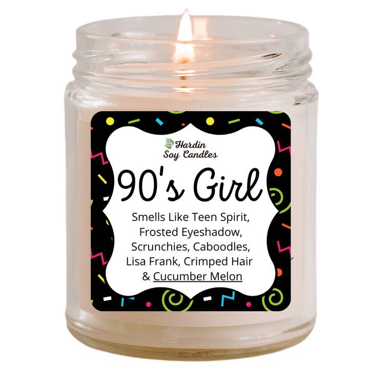 90's Girl Soy Candle for wholesale by Hardin Soy Candles/Peoria Book Rack
