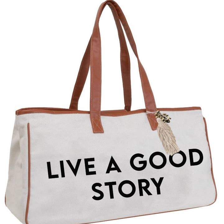Magid - Wholesale Draagtas - Dames - Magid canvas draagtas met slogan « LIVE A GOOD STORY »