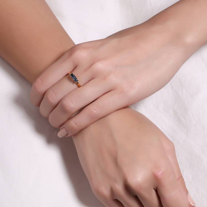 Tiramisu - Wholesale Single Stone/Solitaire Ring - 10K Yellow Gold Triple Azure Radiance London Blue Topaz Ring2