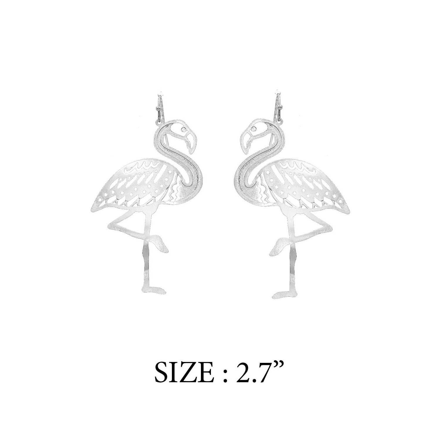 JHP Collection - Wholesale Dangle Earrings - FLAMINGO METAL FILIGREE DROP HOOK EARRING5