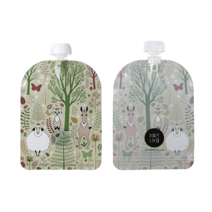 babyLivia Squeezy 6-pak skovmotiv madposer for engroshandel hos babyLivia