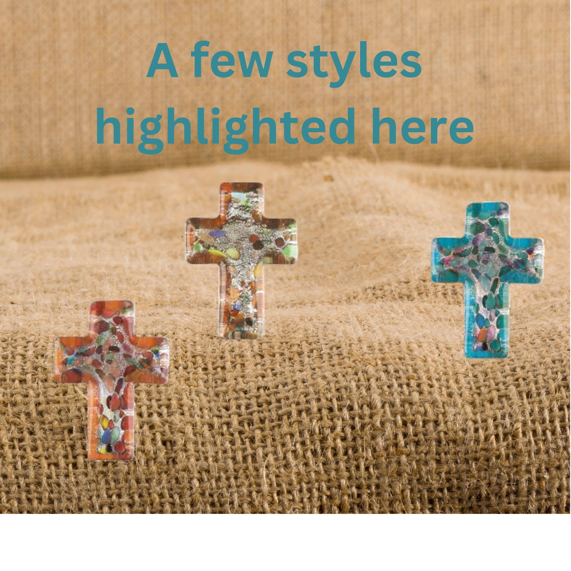 Magnolia - Wholesale Decorative Tabletop Object - Pocket Reminder Stone Cross Glass Asst1