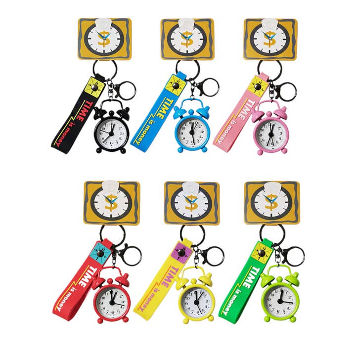 ASSORTED CUTE MINI ALARM CLOCK KEY CHAIN 2830-53 (12PC) for wholesale on Faire