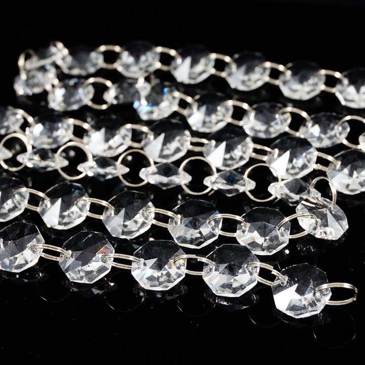 Catenina ottagonale con perline di cristallo da 36" con connettori Jump Ring per la vendita all'ingrosso da parte di Decor N Beyond