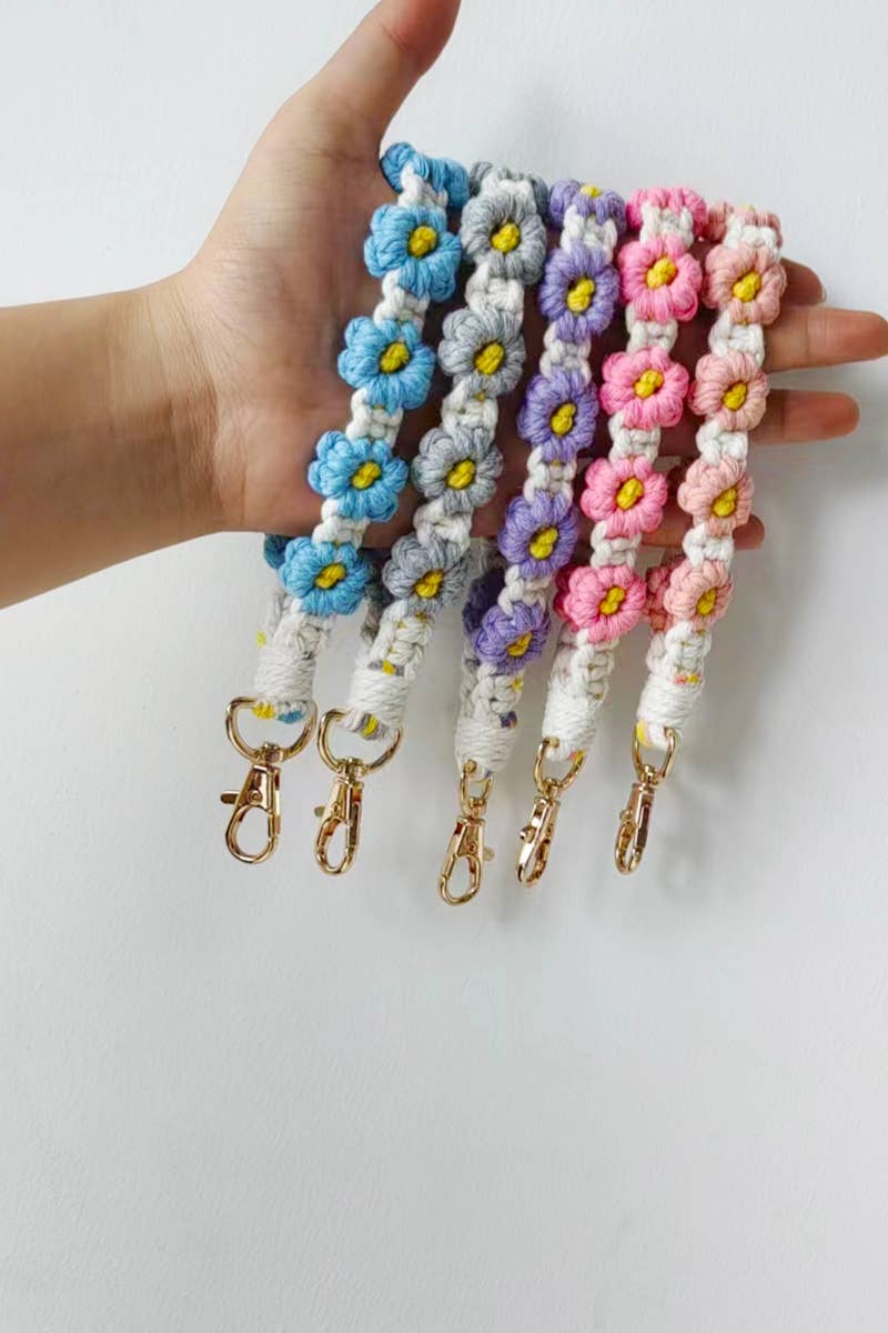 ASSORTED  ,..0626 Tik Tok Daisy Flower Wristlet Keychain, Pack Of 5 SI-26542 for wholesale on Faire2