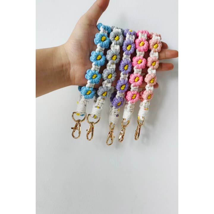 ASSORTED  ,.0626 Tik Tok Daisy Flower Wristlet Keychain, Pack Of 5 SI-26542 for wholesale on Faire2