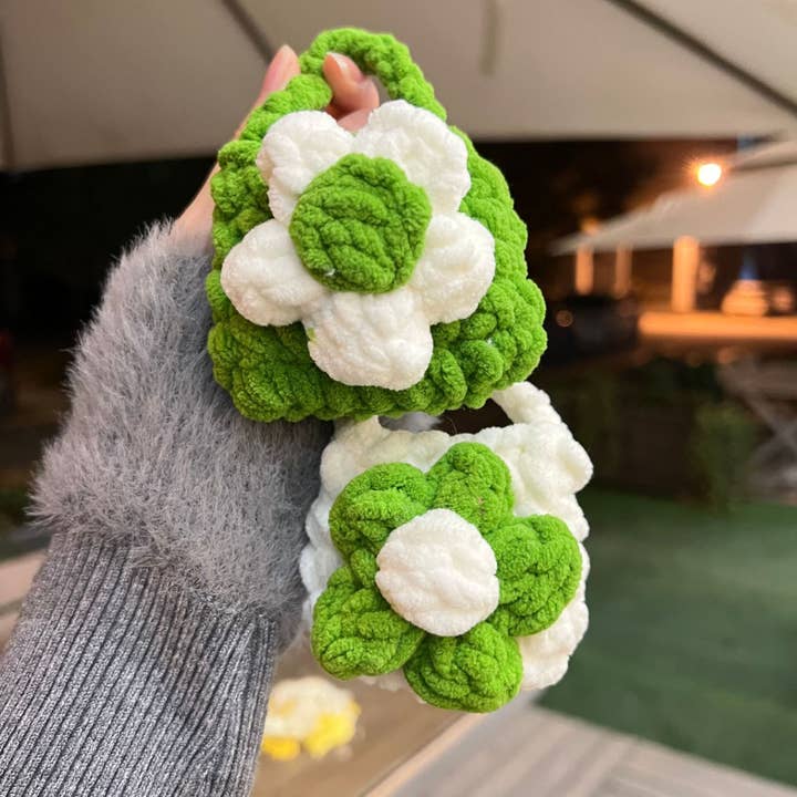 Knitted Flower Earphone Case - Wool Storage Pouch for Bluetooth Earbuds for wholesale by SALINA TRADING INC