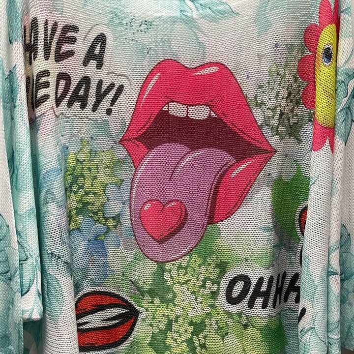 VINICEA Aqua Nice Day Round Neck Knit Printed Sweater for wholesale by LOOWIE