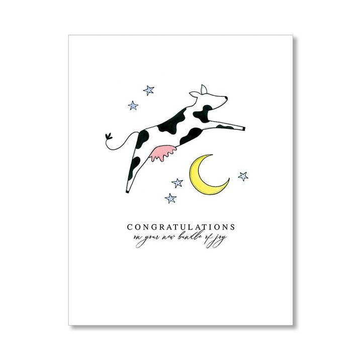CARTE BÉBÉ « VACHE SAUTEUSE » pour la vente par LO in LONDON®