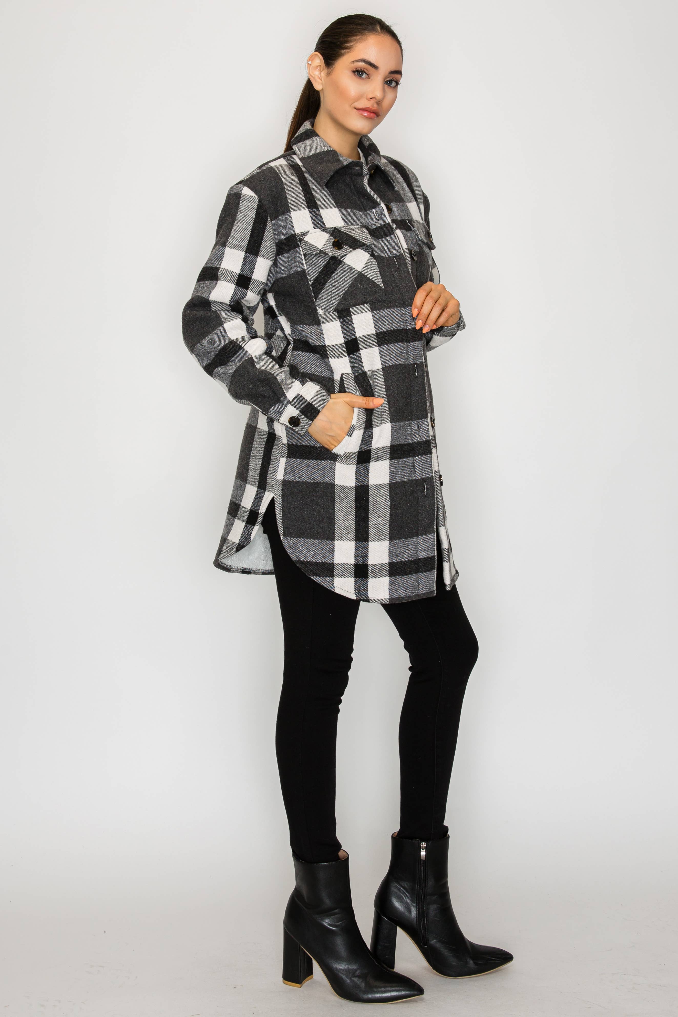 PATRONCITO USA INTERNATIONAL, INC - Wholesale Shirt Jacket/Shacket - Women's - Women Plaid Long Button Shirts Jackets (Shakets) LJ450-202531