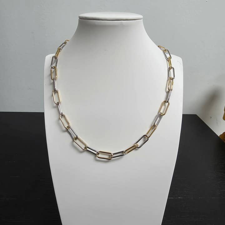 Blandad metallguld kedja pappersklämma halsband 18 tum CDESIGN-00377 för wholesale av Simply Jewels
