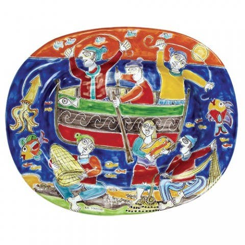 Ceramiche De Simone – wholesale Dekorativ tallrik/fat/skål – Oval Engelsk DS 44x34 cm OV44INGDS-2