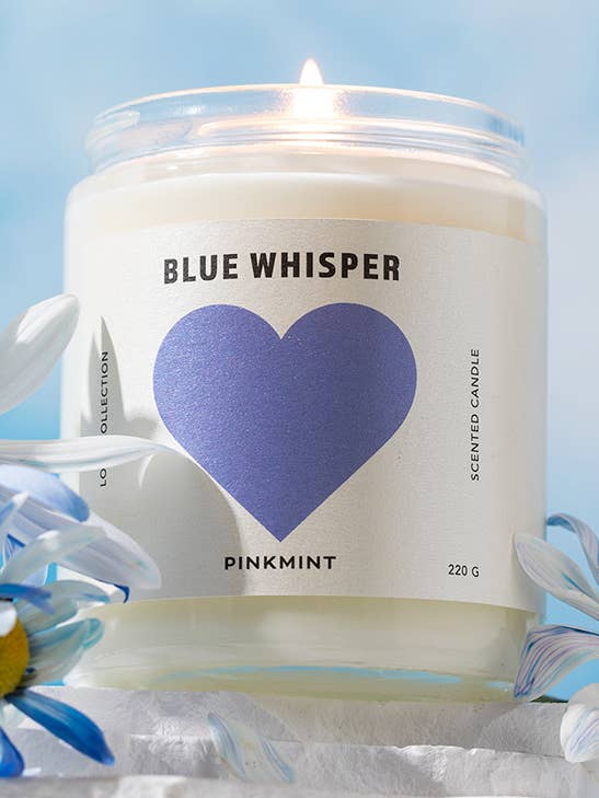 Blue Whisper Soy Candle for wholesale by Pinkmint Candle