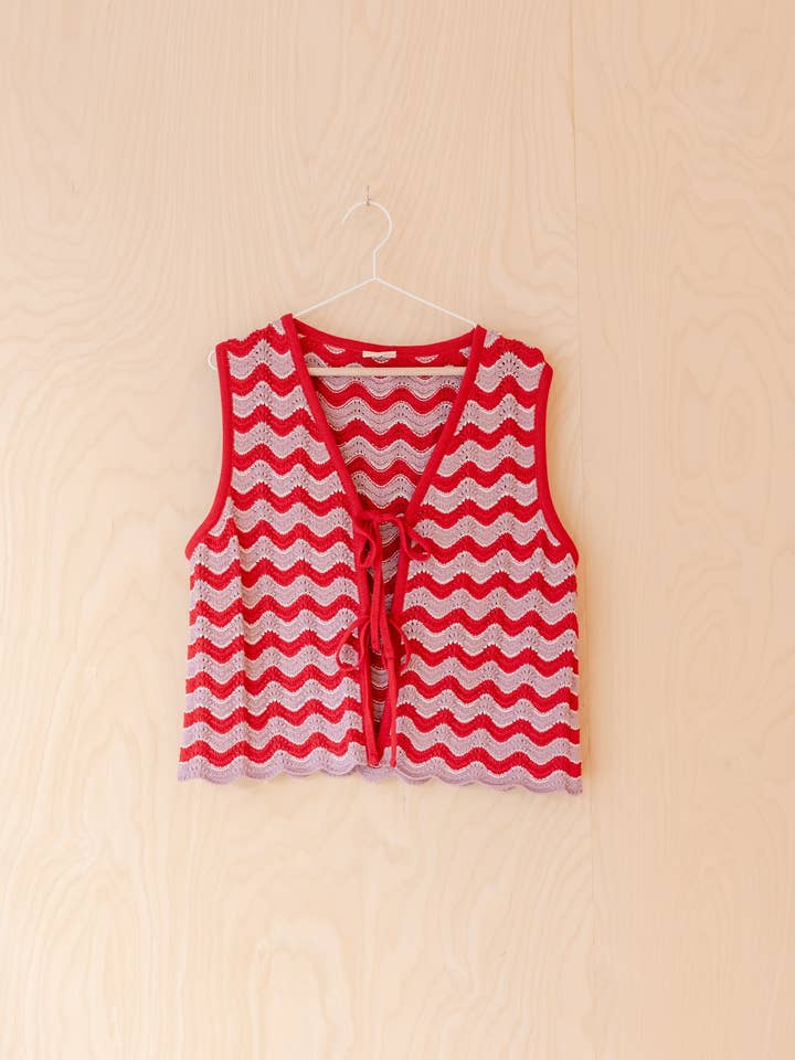 TBCo - Wholesale Sweater Vest - Women's - Cotton Knitted Vest in Pink Wave2