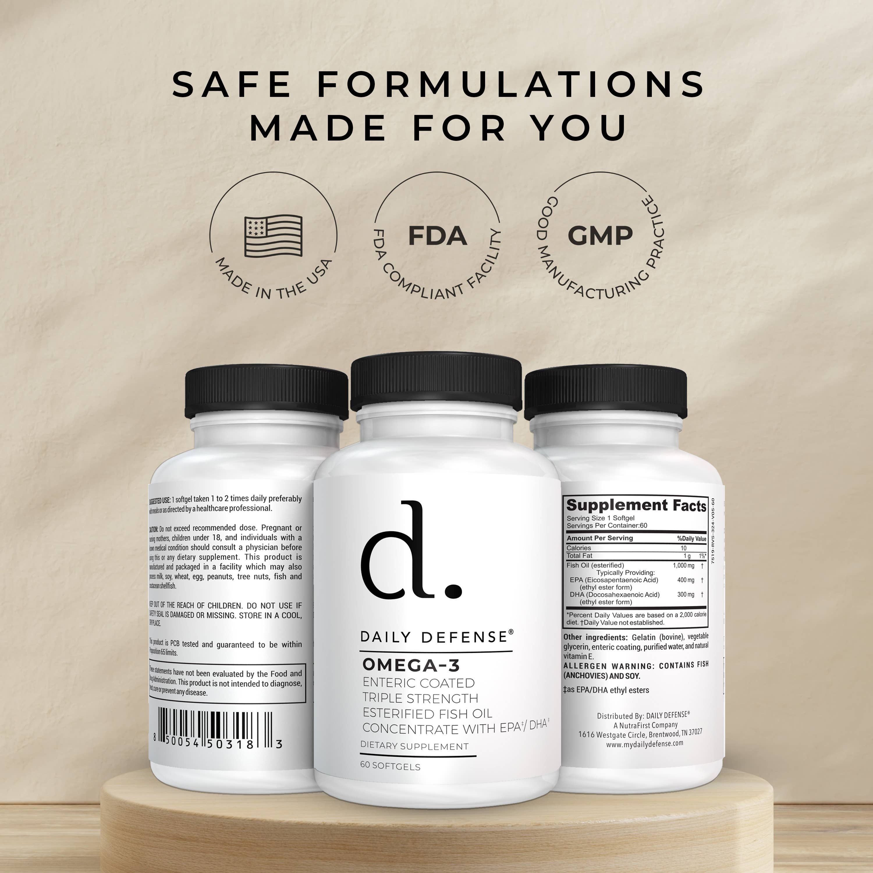 DAILY DEFENSE - Wholesale Oral Supplement/Vitamin - Omega-3 Enteric Coated Fish Oil Oral Supplement with EPA/DHA7