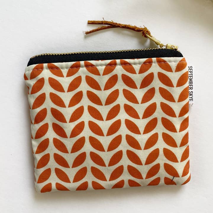 Small square pouch in fall blooms fall leaves for wholesale by September Skye Bags & Accessories