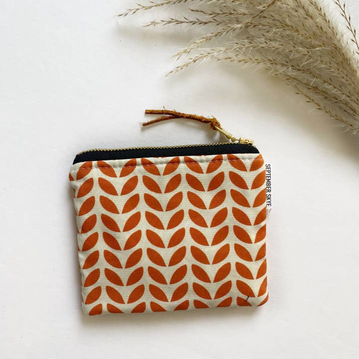 Small square pouch in fall blooms fall leaves for wholesale by September Skye Bags & Accessories
