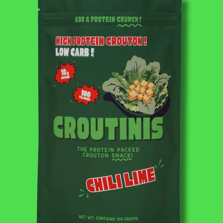 Croutinis - Wholesale Puffed Snack - Chili Lime Crouton - High Protein, Low Carb & Gluten Free, Pantry Size 5oz Bags1