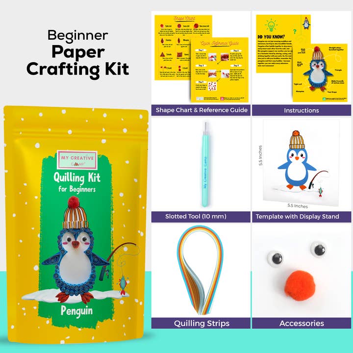 My Creative Camp LLC – Engroshandel DIY-hobbysæt – Begynder Penguin Mini Quilling Craft Kit