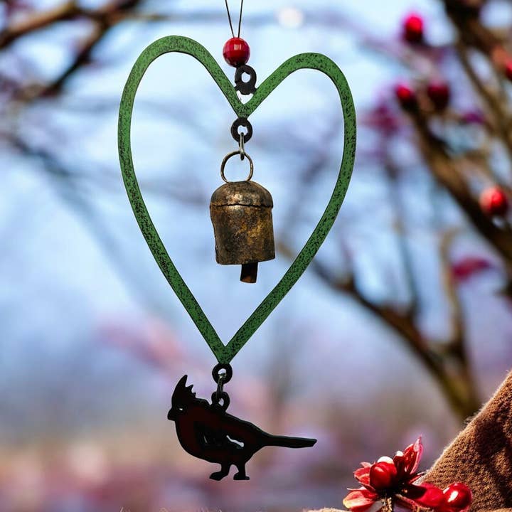Metal Cardinal Wind Chime Door Hanger ornament Bell Garden for wholesale by Iron Jewel