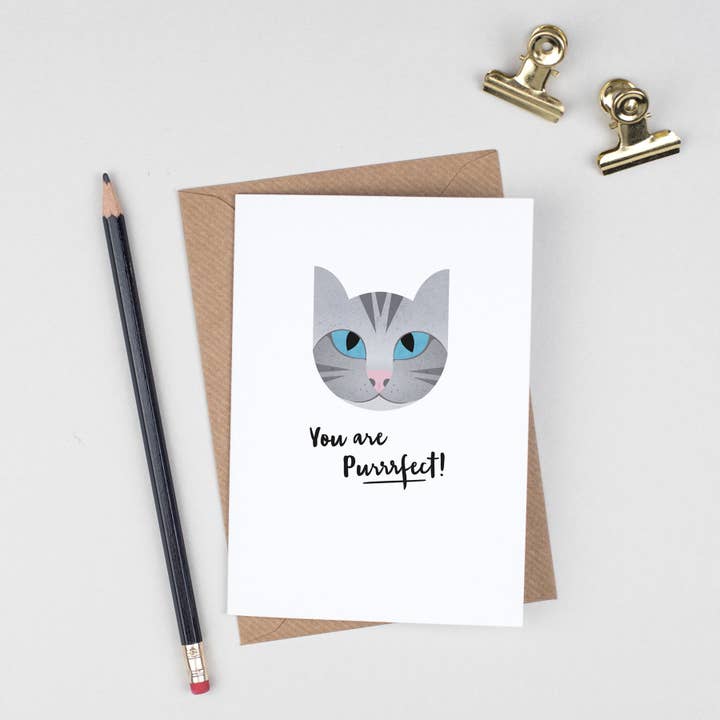 Tarjeta de San Valentín con diseño de gato «Eres perfecto» para venta al por mayor de Laura Danby