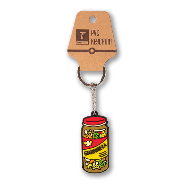 Giardiniera PVC keychain for wholesale by Transit Tees