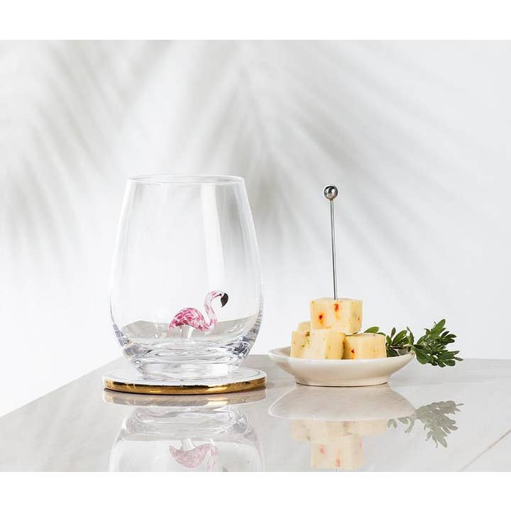 Abbott - Venta al por mayor Copas de vino - Copa de vino sin tallo con icono de flamenco - 11,4 cm (590 ml)1