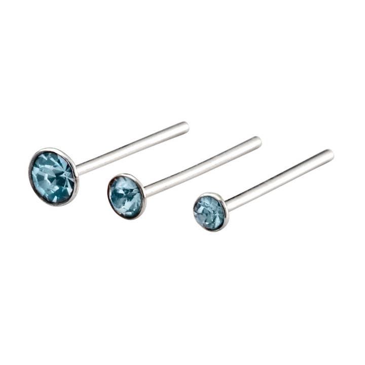 Set of 6 Crystal Nose Studs for wholesale by Gecko Jewellery