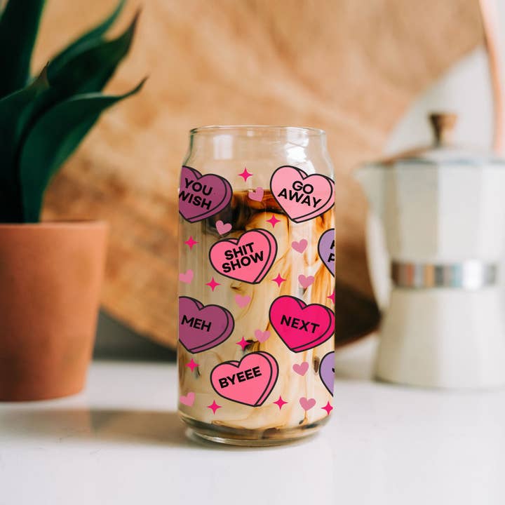 Gia Roma - Wholesale Coffee Mug - Valentines Glass Tumblers Heart Smiley, Galentines Gift Idea3