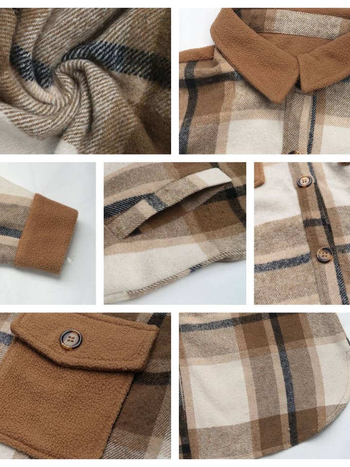 Masyal - Wholesale Shirt Jacket/Shacket - Women's - Autumn and winter retro brushed long plaid shirt jacket9