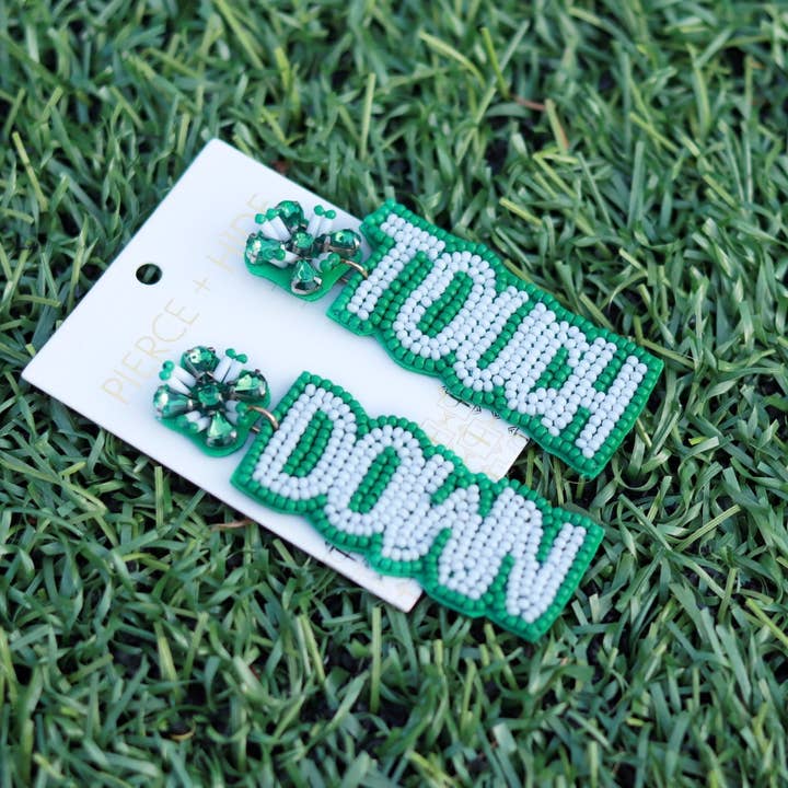 Pierce + Hide - Wholesale Dangle Earrings - Custom Beaded Touch Down Earring| Game Day Earrings| Football7
