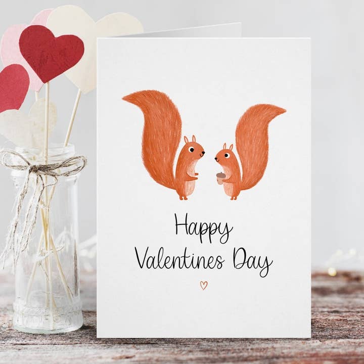 Eichhörnchen-Valentinstagskarte für den Großhandel von Kalm Lettering