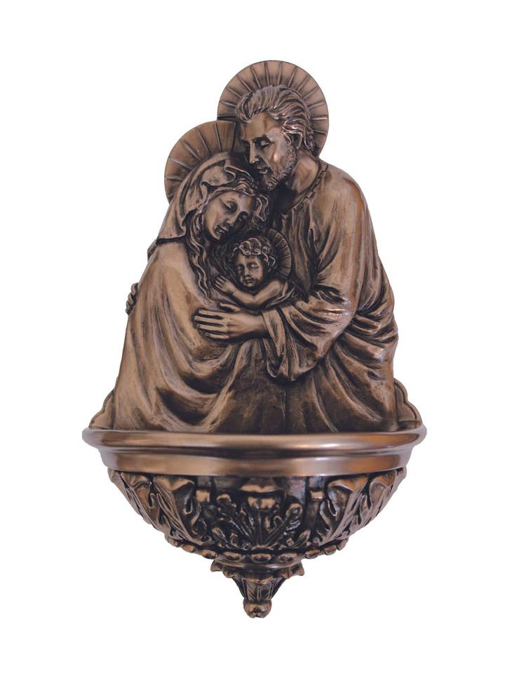Holy Family Font in Cold Cast Bronze 9" for wholesale by Goldscheider of Vienna