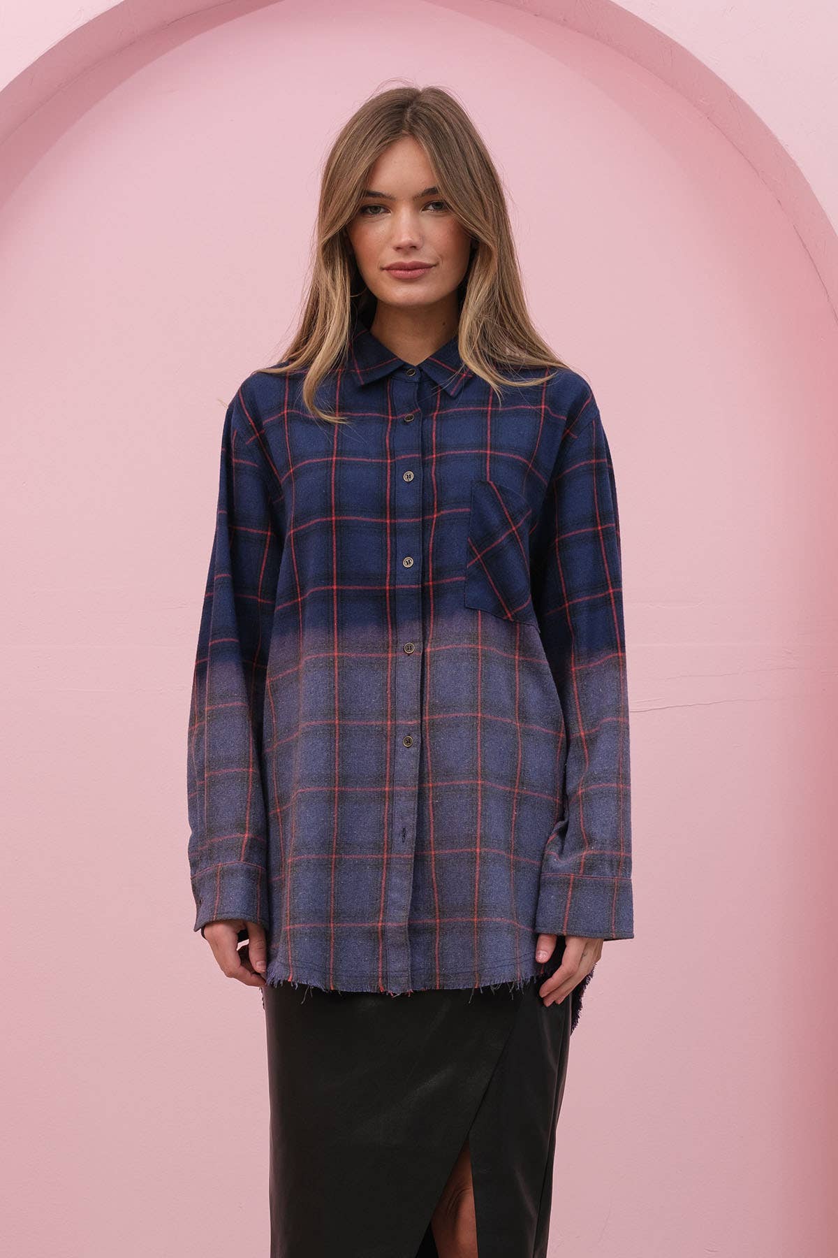 RAISONNEL - Vente Chemise – femme - Chemise à carreaux tie dye - SRT13298