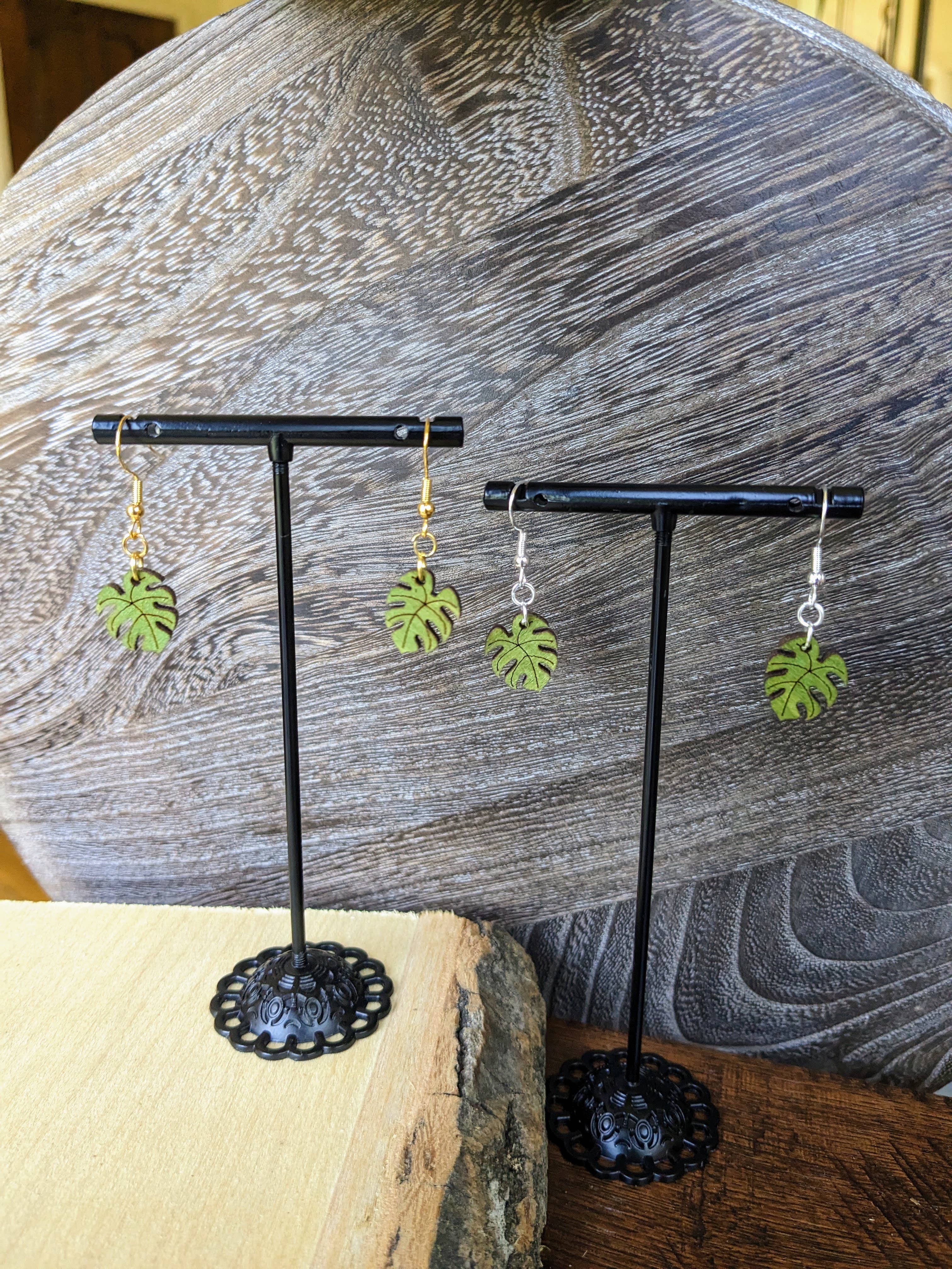 Stag and Branch - Wholesale Dangle Earrings - Mini Monstera Leaf Dangle Earrings Plant Lover Earrings5