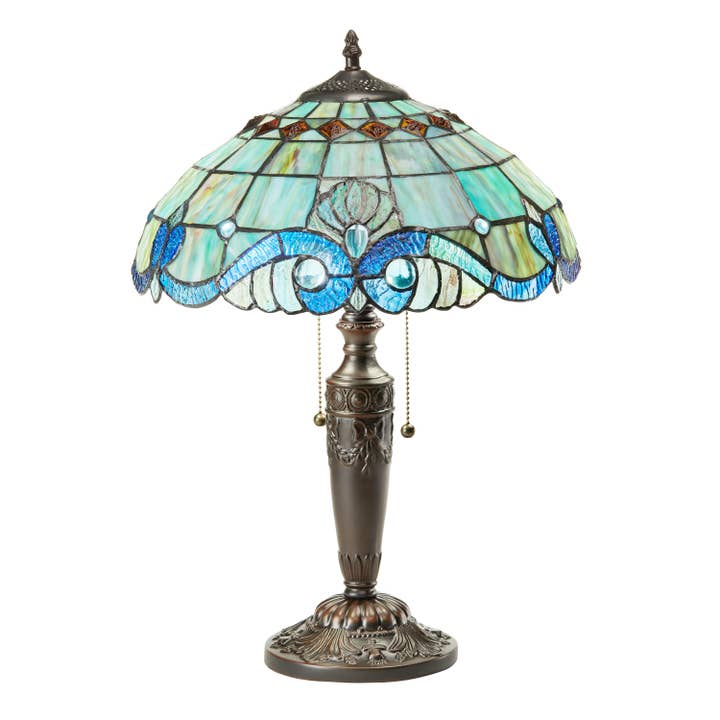 River of Goods - Wholesale Accent/Desk Lamp - Baroque Stained Glass Table Lamp with Cabochons1