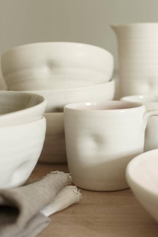 Canvas Home - Wholesale Bowl - Pinch White Stoneware Cereal Bowls, Set of 45