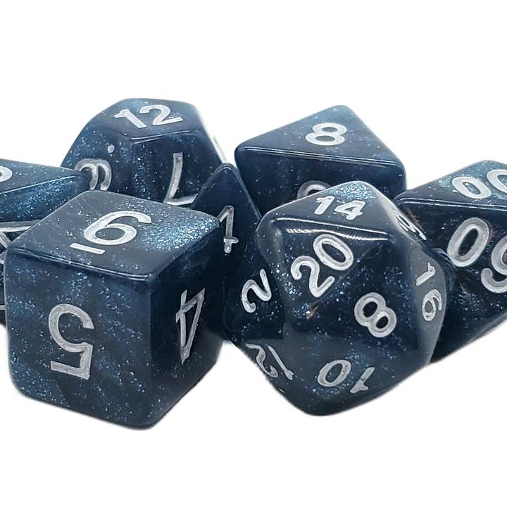Old School 7 Piece DnD RPG Dice Set: Galaxy - Dead of Night for wholesale by Old School Dice