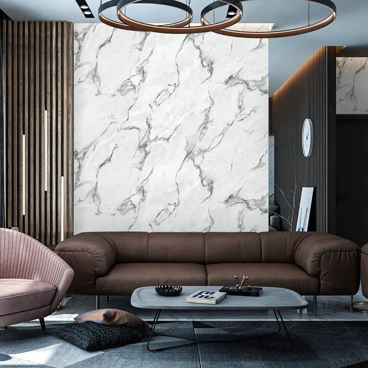 Wit Gemarmerd Behang, Getextureerd Marmer Lichtkleur 3D, Niet-Geweven, Niet-Gelijmd, Grote Rol van 178 vierkante voet, Verwijderbaar, Wasbaar, Elegant Modern voor wholesale door Walloro Luxury Embossed Wallpaper