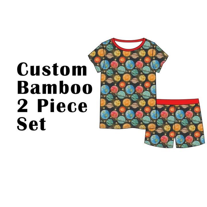 T-shirt deux pièces en bambou personnalisé et ensemble court MOQ 20 ensembles pour la vente par Blue Sea Clothing