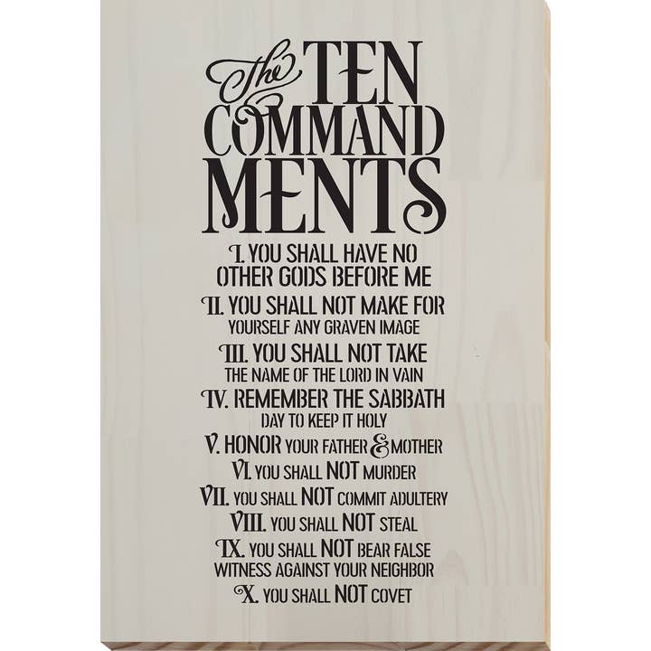 Works of Heart - Wholesale Sign - Ten Commandments 12 x 20 1/4 Wall Art