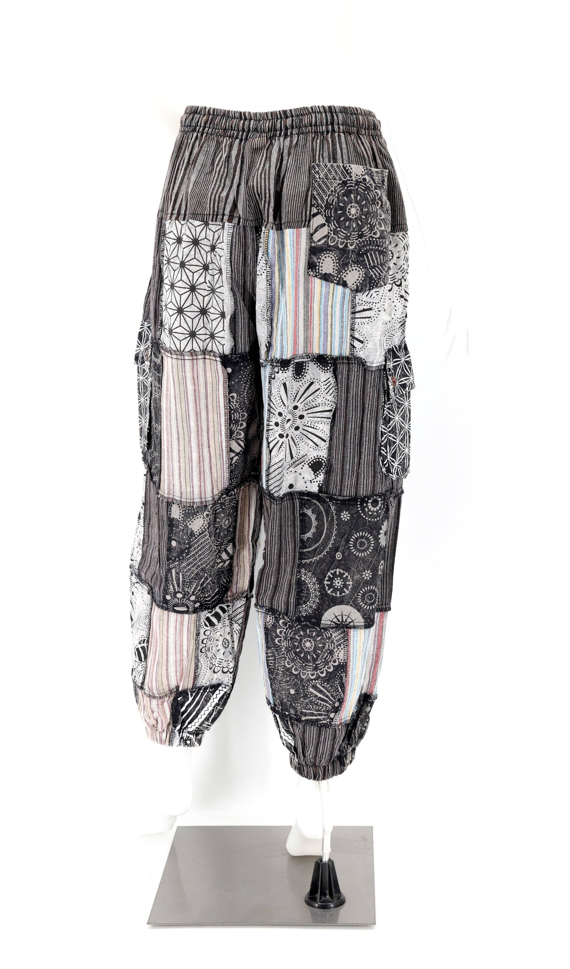 Himalaya Handmade - Wholesale Pants - Unisex - Cotton Hippie Handmade Harem Geometric Print Patchwork Lightweight Bohemian Pants5