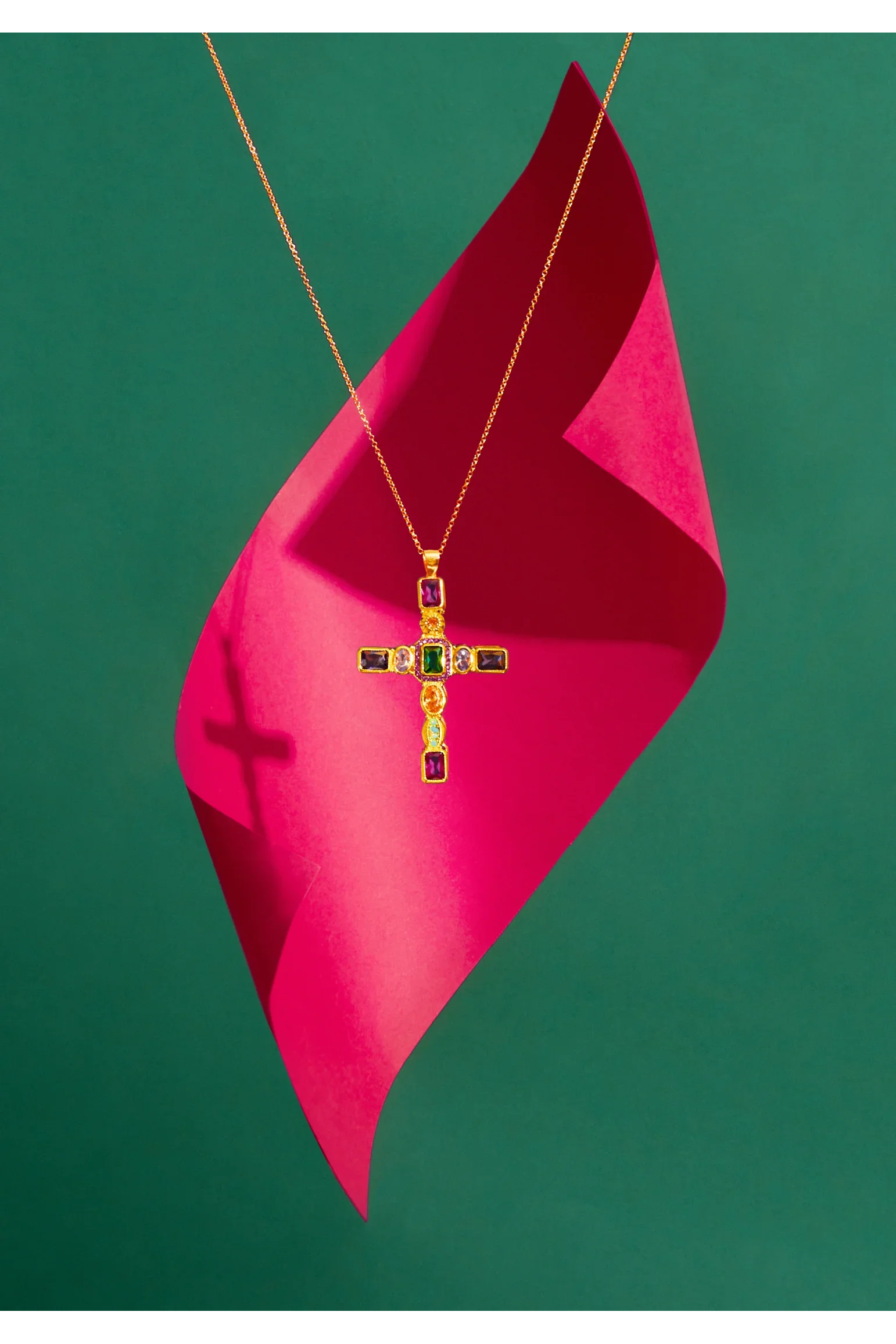 Latelita - Venta al por mayor Collares con colgantes/abalorios - Colgante cruz Santa Maria extragrande con piedras preciosas en oro3