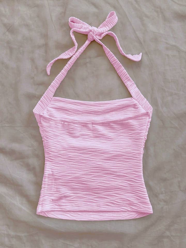 Rosa Clothing - Wholesale Tank Top - Women's - Cute & Stylish Bow Tie Halter Neck Crop Top